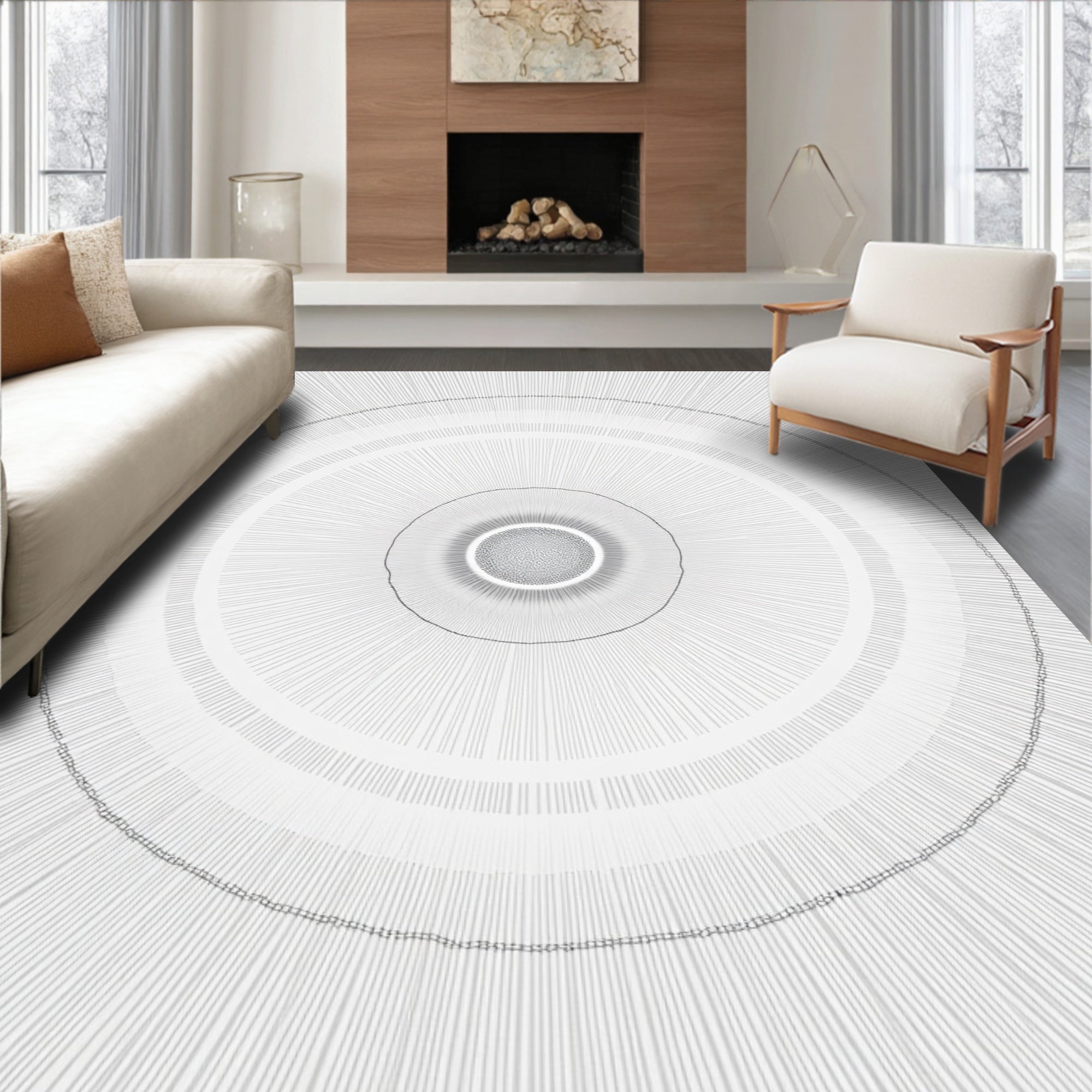 Monochromatic Radial Sunburst Rug