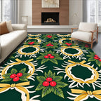 Festive Holly Berry Wreath Greeting Rug