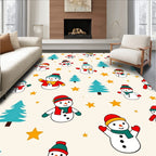 Whimsical Snowman Christmas Stars Rug