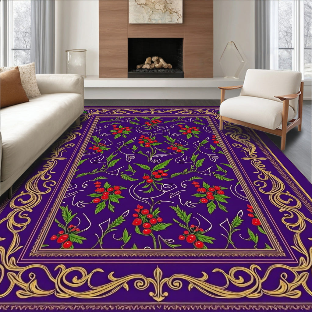 Regal Purple Berry Foliage Border Rug
