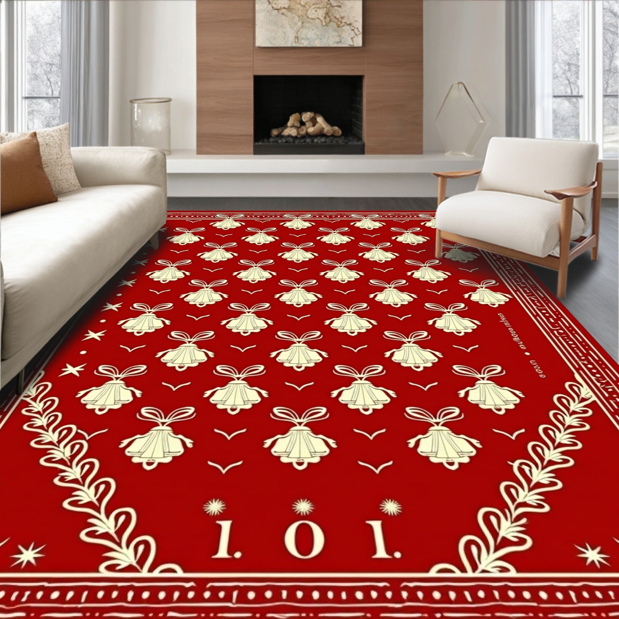 Crimson Bell Repeating Geometric Rug