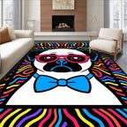 Vibrant Pug with Bowtie and Glasses Rug