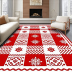Red White Buffalo Check Medallion Rug