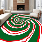 Crimson Green White Spiral Vortex Rug