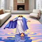 Divine Blue Robe Jesus Radiant Sun Rug