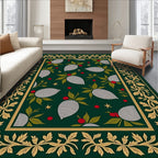 Green Pinecone Botanical Border Rug