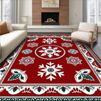 Red Snowflake Floral Medallion Rug