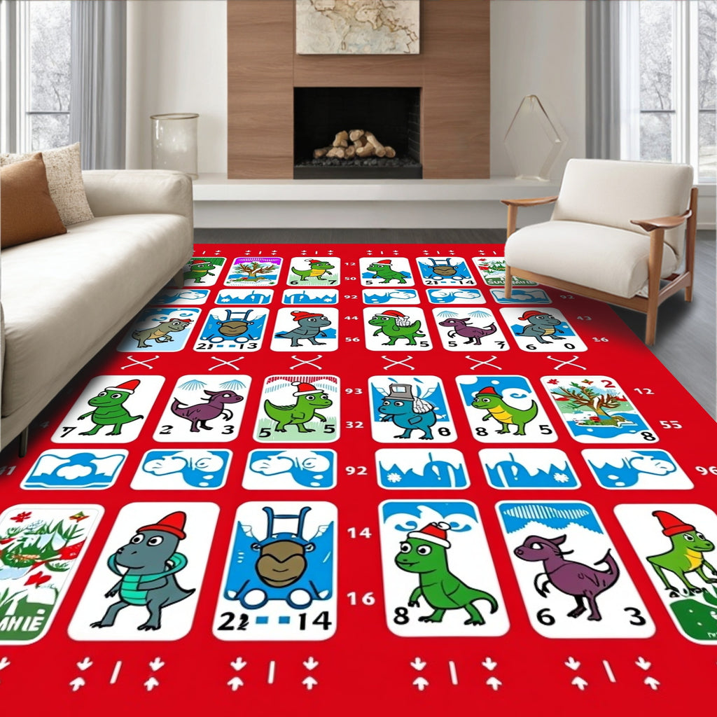 Cute Dinosaur Christmas Card Collection Rug