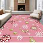 Pink Floral and Snowflake Medallion Rug