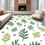 Conifer Sprigs Scattered Berry Accents Rug