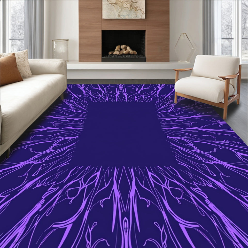 Purple Abstract Organic Branches Rug