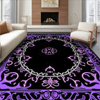 Ornate Lavender Floral Crest Medallion Rug
