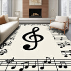 Black Treble Clef Musical Notes Rug