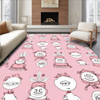 Whimsical Pink Character Garden Rug