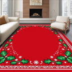 Festive Red Holly Berry Border Rug
