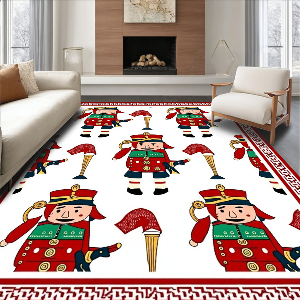 Red Toy Soldier Guards Pattern Rug