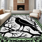 Black Crow Perched On Bare Branches Rug