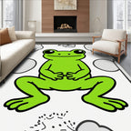 Whimsical Green Frog Lily Pad Rug