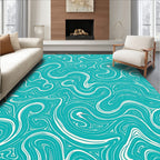Teal Whimsical Swirl Aquatic Creatures Rug