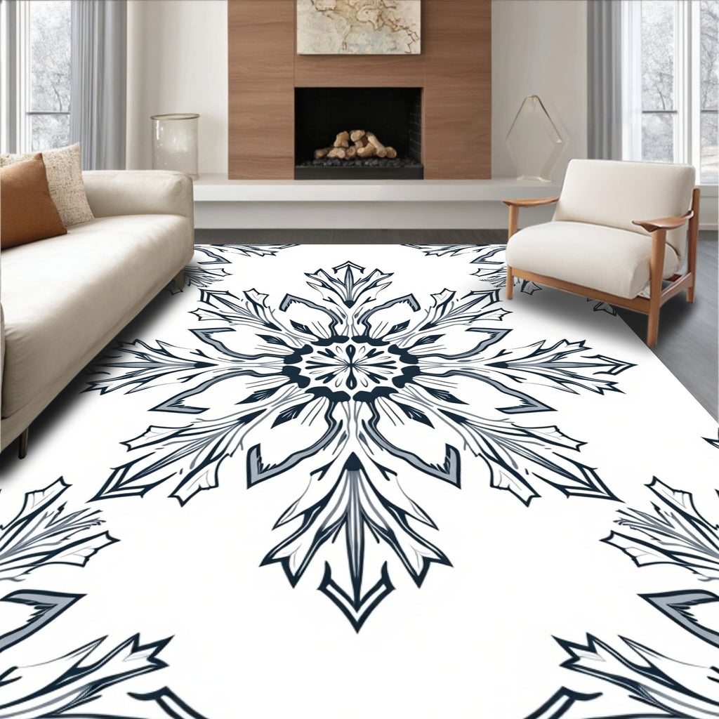 Dark Teal Floral Medallion Art Rug