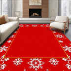 Red Snowflake Border Rug