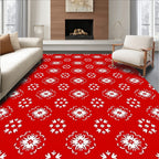 Crimson White Floral Scatter Rug