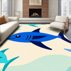 Bright Blue Ocean Shark Play Rug