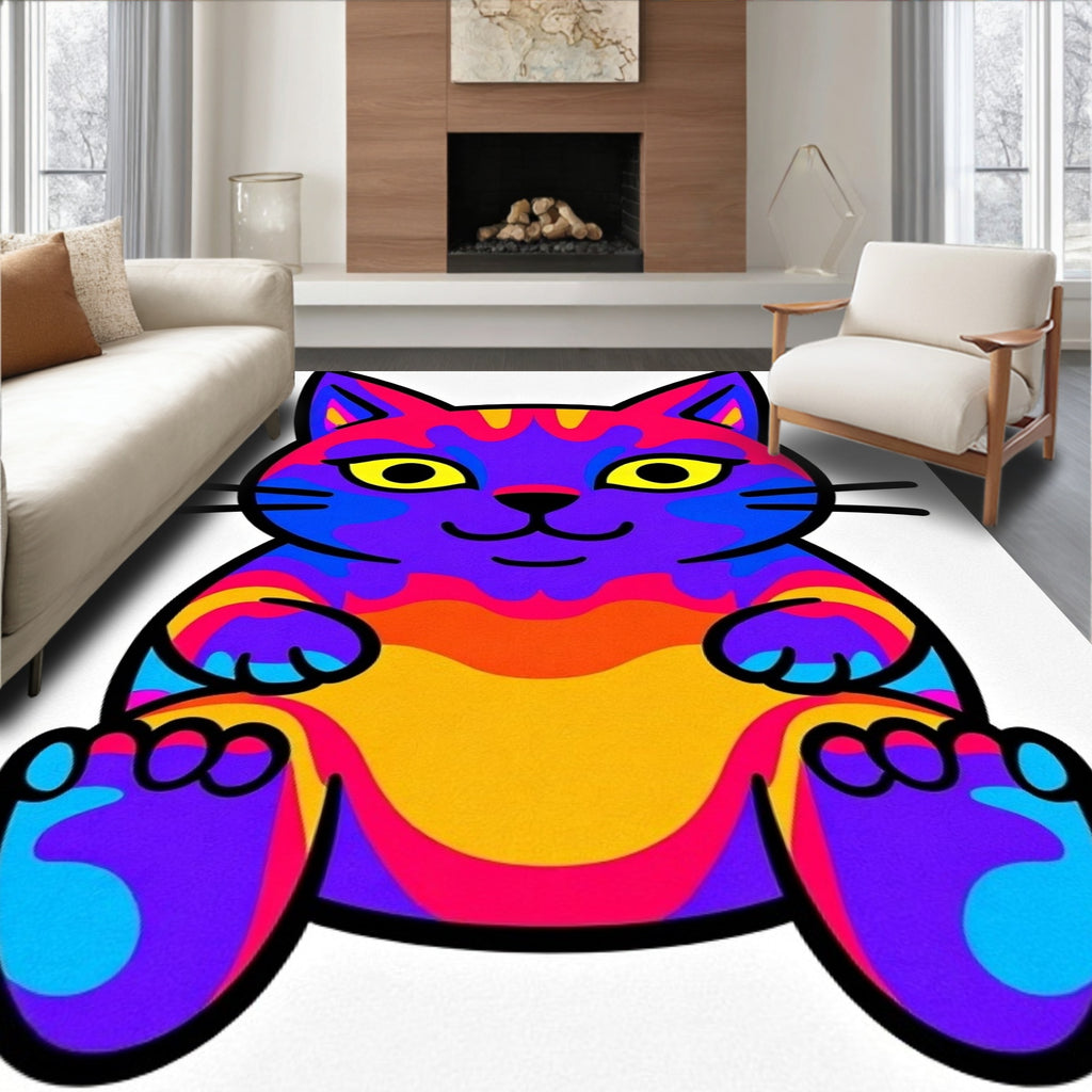 Vibrant Psychedelic Cat Graphic Rug
