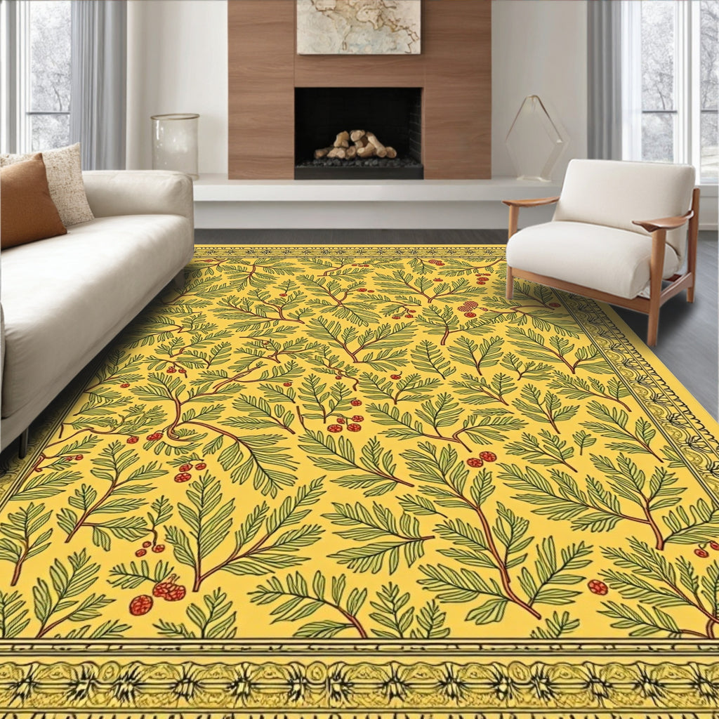 Golden Fern Berry Border Rug