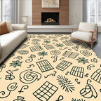Whimsical Black Line Starburst Squares Rug