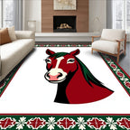 Crimson Horse Face Festive Border Rug