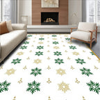 Green Gold Snowflake Scatter Rug