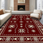 Crimson Floral Starburst Medallion Rug