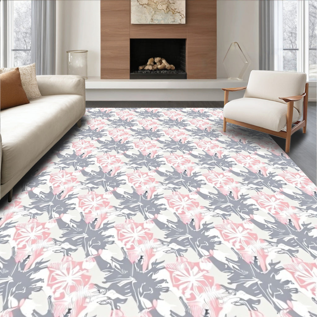 Soft Petal Gray Pink Medallion Rug