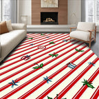 Red White Stripe Holly Gifts Rug