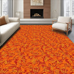 Fiery Orange Red Floral Swirls Rug