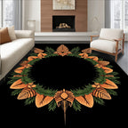 Orange Fern Leaf Wreath Arrangement Rug