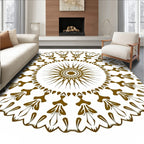 Golden Fan Medallion Radial Detail Rug