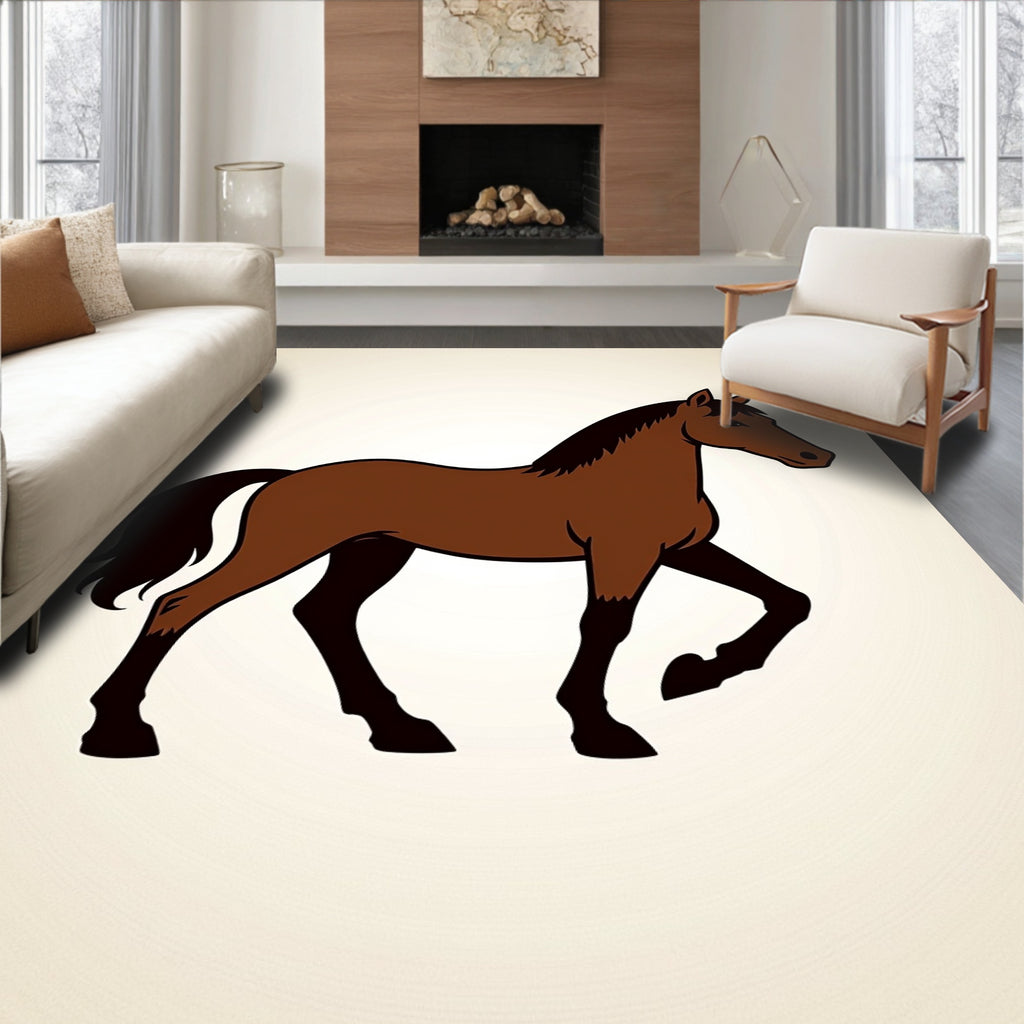 Brown Horse Silhouette Illustration Rug