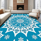 Classic Blue White Snowflake Mandala Rug