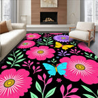 Vibrant Pink Purple Butterfly Garden Bloom Rug