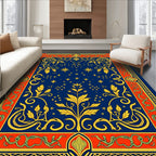 Golden Starry Night Botanical Frame Rug