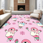 Cute Pink Snowman Snowflake Repeat Rug