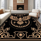 Ornate Eagle Medallion Black Gold Rug
