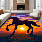 Vibrant Horse Sunset Cloudy Sky Rug