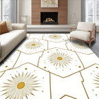 Golden Sunburst Hexagon Celestial Rug