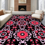 Crimson Pink Floral Medallion Square Rug