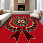 Festive Red Mandala Wreath Bow Rug