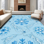 Winter Blue Snowflake Swirl Rug