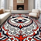 Joyful Raccoon Floral Crest Ivory Rug
